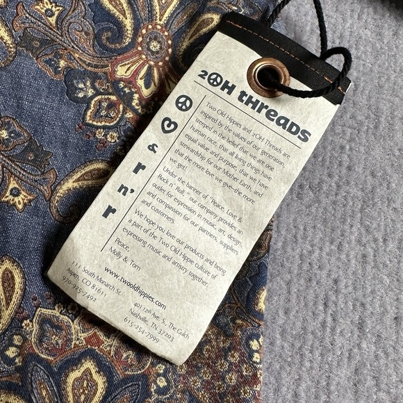 2OH Threads Mens Western Cut‎ Paisley Fringe Old Hippies Shirt Size Large NWT - Picture 4 of 8